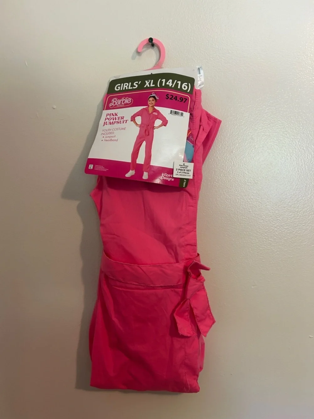 NWT Barbie The Movie Pink Power Jumpsuit Halloween Costume Girl’s SZ XL (14/16),